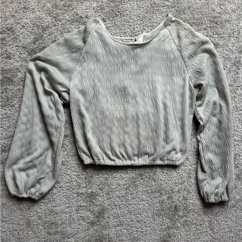 Rewash sage puffy boho crop top (size XS)